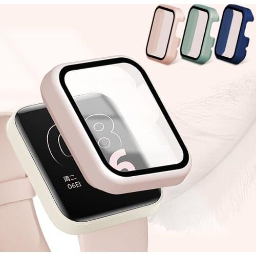 Shiny Hard Shell Edge Glass Screen Protector Case Frame For Xiaomi Mi Watch Lite/Redmi Watch Protective Bumper Cover Accessories
