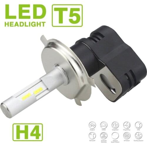 1 Set H4 HB2 9003 Turbine T5 LED Headlight Headlamps 60W 9600LM CSP Chips All-in-one Super White 6000K Driving Hi/Low Beam Bulbs