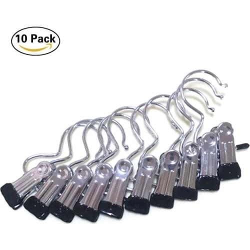 10pcs Super Clamp Force Clothes Pegs Towel Socks Hanging Pegs Metal clothespin Black Laundry Hangers Store Drapery Clips