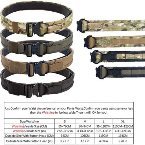 2 inch Double Layer Fighter Belt Tactical Molle Belt Multicam CS Outdoor Military Hunting Combat Belt