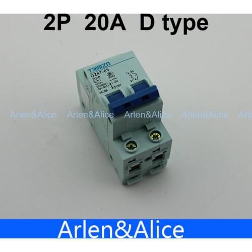 2P 20A D type 240V/415V 50HZ/60HZ Circuit breaker MCB safety breaker