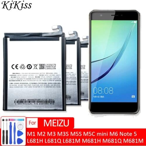 Battery For Meizu M3 M5 M6 Note 5 Battery BT61 L681H L681Q L681M M681H M681Q M681M Batery For Meizu M1 M2 M3 M3S M5S M5C mini
