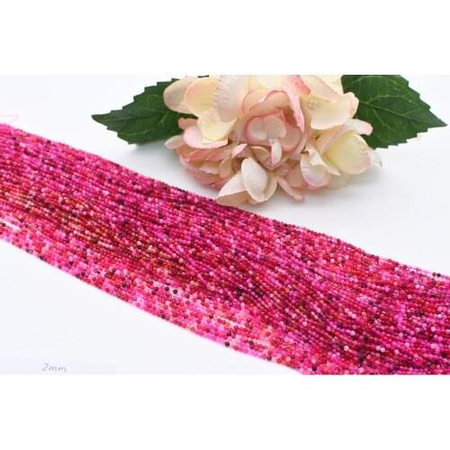 3 strands 2mm Natural Faceted Rose agate Round stone beads For DIY Bracelet Necklace Jewelry Making Strand 15"