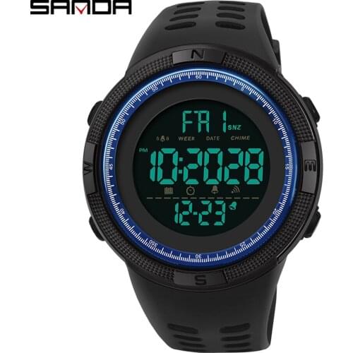 SANDA Mens Watches Sports Fashion Chronos Countdown Waterproof Digital Watch for men Military Clock Relogio Masculino P2003