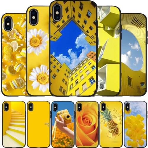 Yellow art black Silicone Phone Case For iPhone 12 XR XS Max 5 5S SE 2020 6 6S PLUS 7 8 X 11Pro Max 11 Cover