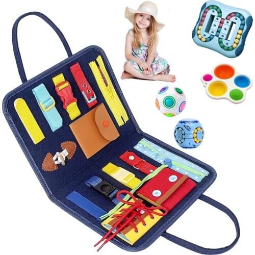 Kid Basic Life Skills Toys Montessori Busyboard Math Finger Sensory Toys Toddlers Buckle Training Development Self-care Ability