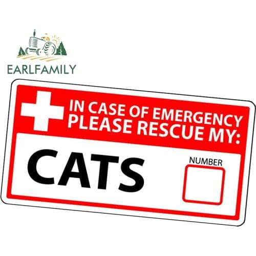 EARLFAMILY 13cm x 7.5cm for Emergency Pet Rescu Sign Car Stickers Campervan Decal Funny Vinyl Car Wrap Motorcycle Decoration