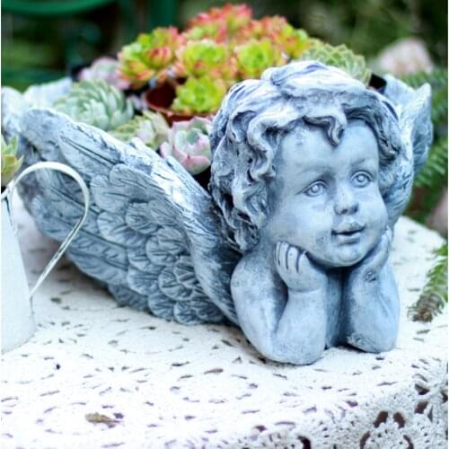 European-style Retro Pastoral Old Potted Plant Rack Angel Flowerpot Human Head Planting Size Caliber Succulent Garden With Wings