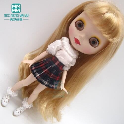 Blyth Doll Clothes shirt, T-shirt, plaid skirt, socks, shoes for Blyth Azone OB23 OB24 1/6 doll accessories
