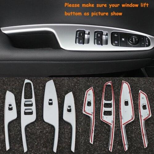 Chromed ABS Plastic 4PCS Interior Door Window Holder Switch Cover Trim For Kia Optima K5 2016