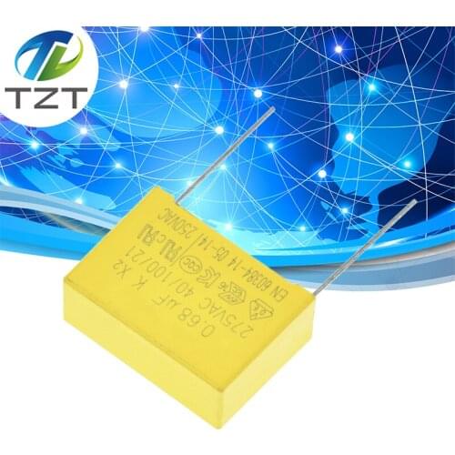 10pcs 0.68uF capacitor X2 capacitor 275VAC 680NF Pitch 22mm X2 Polypropylene film capacitor 0.68uF