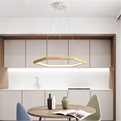 Simple Style Creative Diamond Wooden Led Pendant Light New Nordic Style Minimalist Restaurant Log Led Pendant Lights