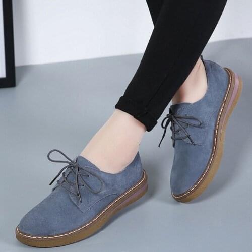 Spring women casual shoes Platform sneaker women lace up flat loafers suede leather shoes women oxford shoes