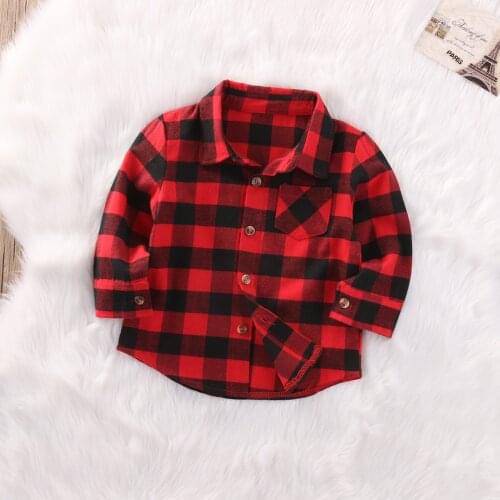 Citgeett Fashion classic Autumn Baby Kids Boys Girls Long Sleeve Shirt Plaids Checks Tops Blouse Clothes Outfit