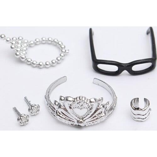 5pc/Set Fashion Jewelry Accs Necklace Earring Crown for Dolls Jewelry