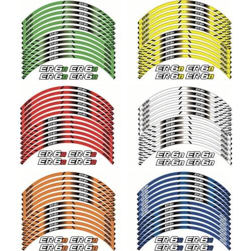 Motorcycle Wheel Decals Stickers Set Rim Stripes Laminated For Kawasaki ER-6N