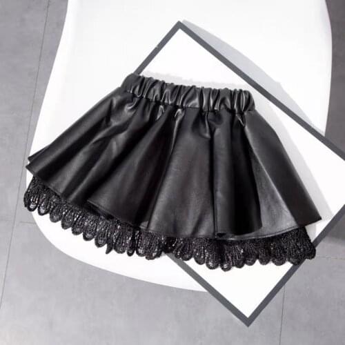 2021 New Spring Autumn winter Girls Kids Leather PU Skirt Princess Cute Baby Children Clothing Miniskirt