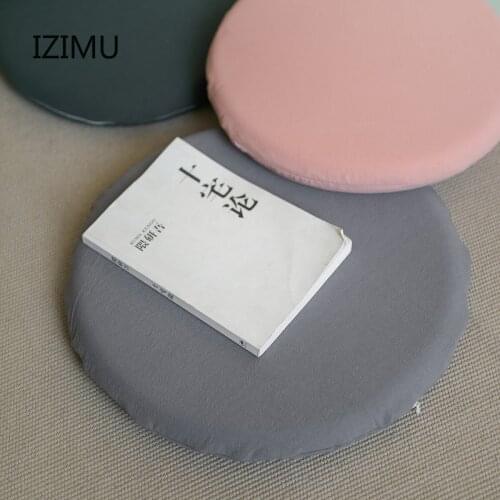 Solid Color Round Chair Cushion Multifunctional For Office Family Or Auto Linen Cushion Teddy Velvet Cotton Cushion Memory Cotto