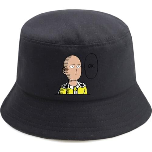 Bucket Hat Mens Japan Anime One Punch Casual Outdoor Fisherman Hip Hop Foldable Panama Hats Summer Sunscreen Chapeu Pescador