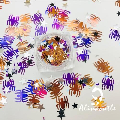 15g Halloween Spinder Sequins DIY Supplies Nails Art Polymer Clear Accessories DIY Sequins scrapbook shakes