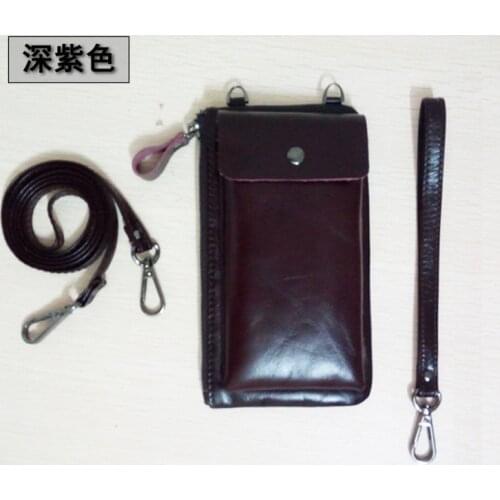 First Layer Cowhide Diagonal Mobile Phone Bag Simple Leather Zipper Wallet Women Fashion One-shoulder Small Square Bag