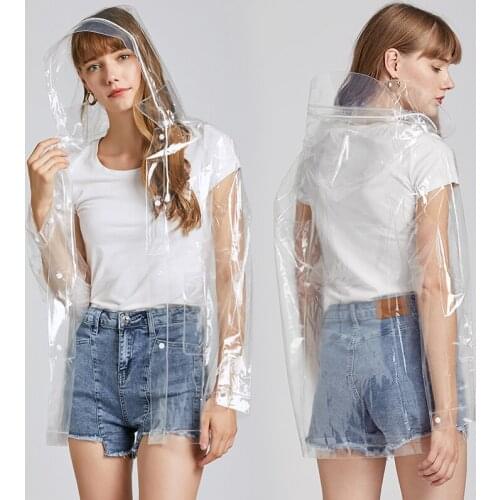 2021 Transparent Short Raincoat for Women Waterproof Jacket Windbreaker Rain Poncho Outdoors Travel Hiking capa de lluvia