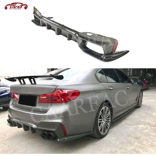5 Series Dry Carbon Fiber Rear Diffuser Lip Splitters Flaps For BMW F90 M5 2018- 2020 3D Style Back Bumper Hugger Protector