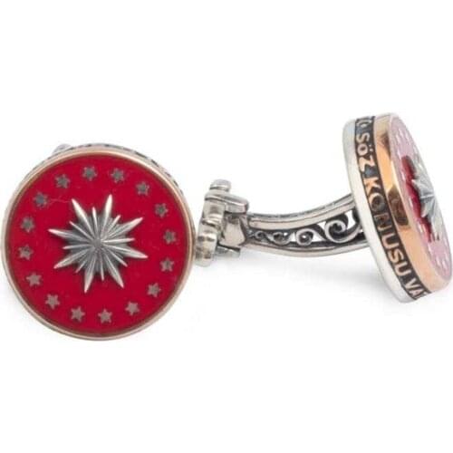 Silver Presidential Pennant Round Cufflinks