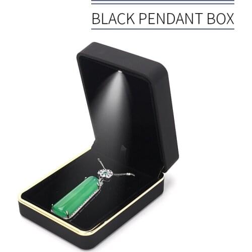 LED Black Pendent Jewelry Storage Packaging Box Women Earring Wedding Ring Showcase Jewellery Organizers For Lover Travel Gifts