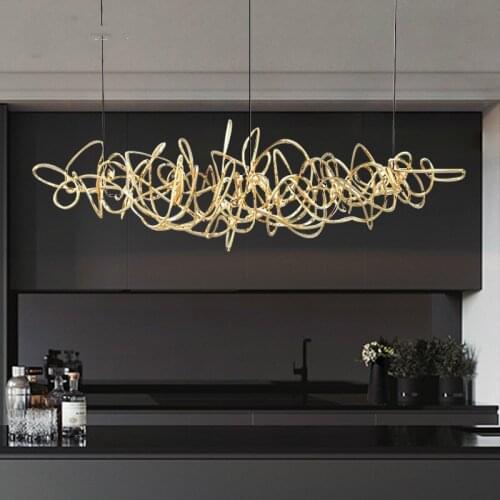 Post-modern Light Luxury Restaurant Hotel Hall Led Chandeliers Nordic Decor Front Pendant Lamps Iron Art Bar Tree Hanging Lights
