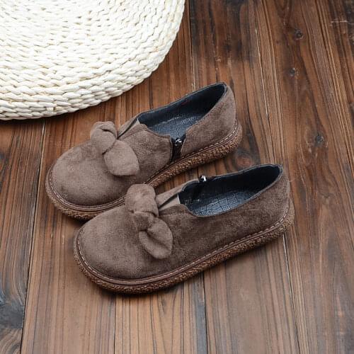 Retro Mori Big Head Doll Butterfly-Knot Round Head Thick Bottom Casual Muffin Shoes Japanese Single Shoes Handmade Literary Flat
