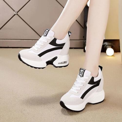 Inner increase womens shoes 7cm womens autumn winter new thick-soled thin white casual sports shoes sneakers C795