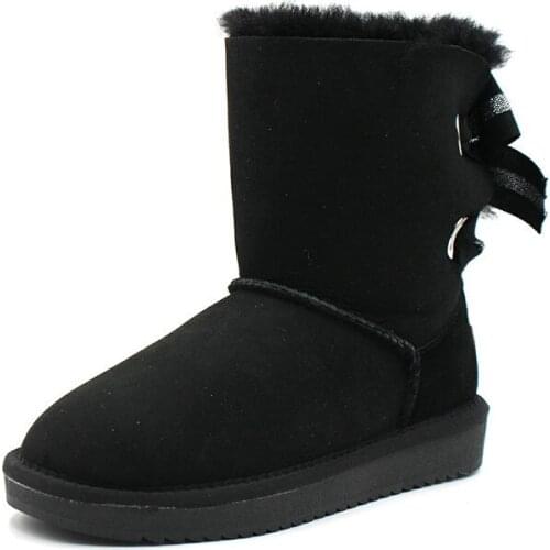 Top 2020 Natural Sheepskin Leather Shoes Women Snow Boots Real Wool Genuine Sheepskin Leather Natural Fur Non-Slip Women Boots