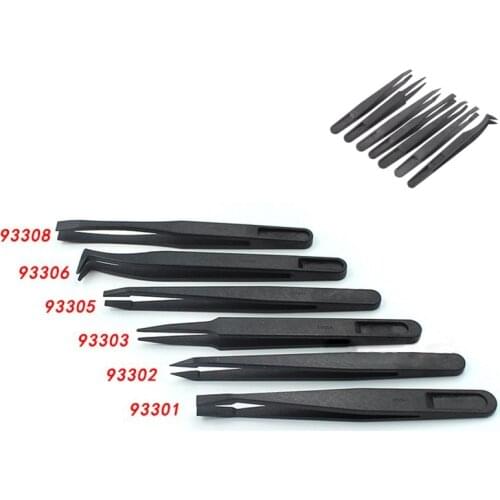 1 PCS Straight Curved Plastic Carbon Fiber Tweezers ntistatic Anti-static Conductive Tweezer Clip Hand Tools