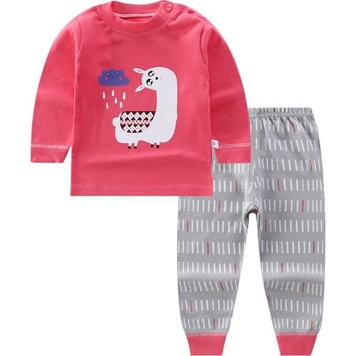 2Pcs/set Pajamas Childrens Underwear Set O-neck Cotton Boy Kids Clothes Cartoon Long Sleeve GIRLS Suit Girls Christmas Outfit