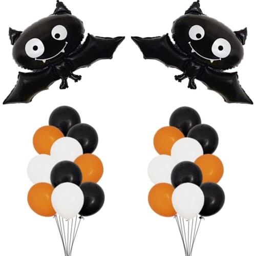 22pcs Halloween Decoration Balloons Largr Bat Foil Helium Ballon Set Dark Series Latex Globos Happy Halloween props Baby Toys