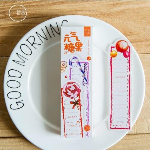 30 Pcs/Set Cute Colorful Candy Paper Bookmark Cartoon Book Holder Message Card Stationery Christmas Gift