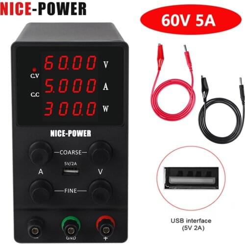 4 Digits USB DC Lab Power Supply Adjustable 30V 10A 60V 5A 120V 3A Accurate Regulated Voltage Regulator Switching Bench Source