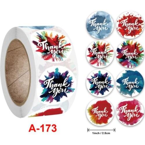 500pcs Thank You Self-adhesive Rainbow Label Roll Sticker Thank You Seal Sticker Envelope Wedding Decoration Office Stationery