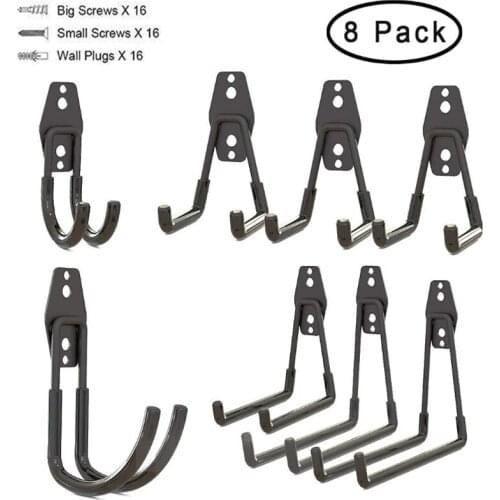 8Pcs Heavy Duty Wall Hooks For Garage Storage Kitchen Organizer Wall Mounted Hanging Clip Warehouse Storage Holder Garden Tool