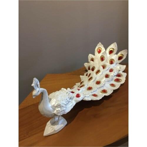 White Peacock Statue Accessory For Decoration Peacock Creative Home Office Table Decoration Animal