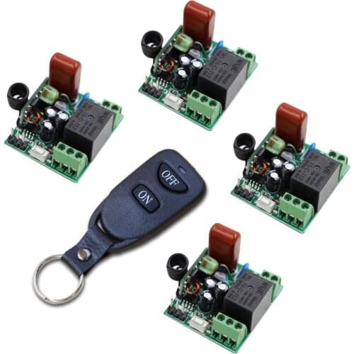 220V 1CH RF Wireless Remote Switch Wireless Light Lamp LED Switch 4pcs Receiver 1pcsTransmitter 315/433 Remote ON OFF Controller