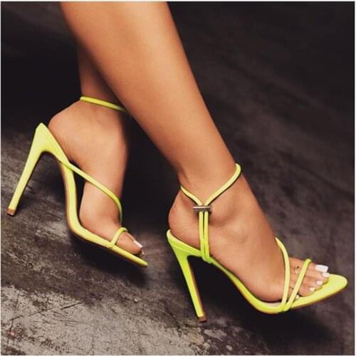 Sexy Women Summer Thin Heels Sandals Peep Toe Elastic Band Shoes Fashion Back Strap Shallow Super High Heels Sandals Plus 43