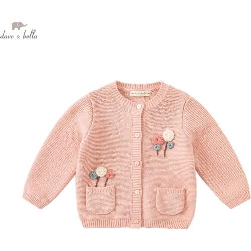 DBM18989 dave bella autumn infant baby girls fashion floral cardigan kids girl toddler coat children cute knitted sweater