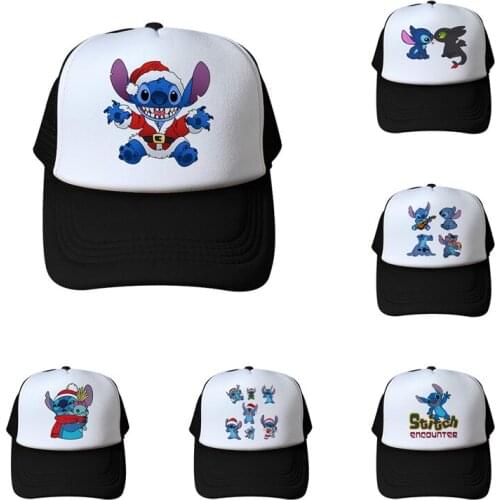 Disney Stitch Childrens Cute Breathable Mesh Cap Men and Women Cartoon Anime Sun Hat Parent-child Baseball Cap Christmas Gift