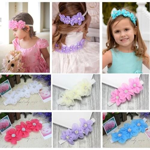 Hot Kids Baby Girls Bebe Children Kids Baby Girl Supreme Flowers Rhinestone Vintage Headbands Hair Band Accessories Headwear