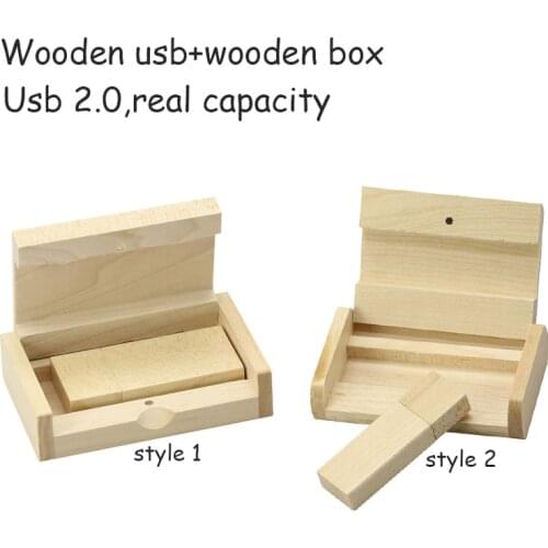 4GB 8GB 16GB 32GB 64GB USB Flash Drive Collectible Wooden USB + Wooden Box Pendrive USB 2.0 Flash Memory Stick U Disk Pendrive