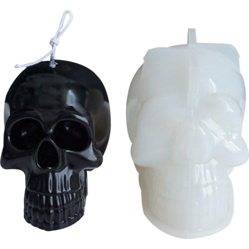 Candle Mould Household 3D Skull Shape Silicone Mold DIY Molding Tools for Scented Candle Handmade Soap White