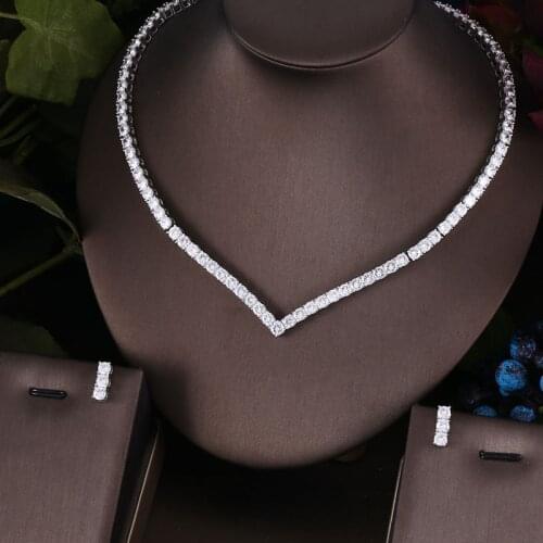Janekelly 2 pcs Bridal Zirconia Full Jewelry Sets For Women Party, Luxury Dubai Nigeria CZ Crystal Wedding Jewelry Sets