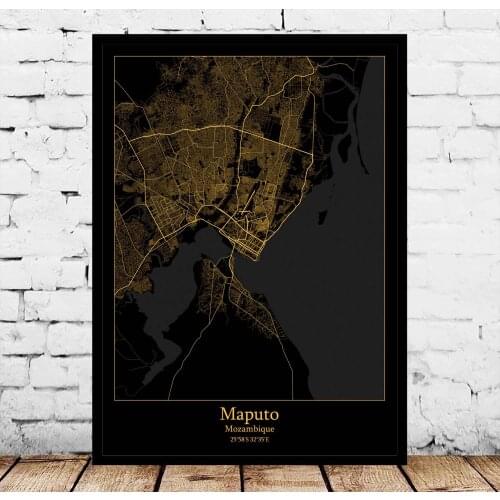 Maputo Mozambique Map Poster